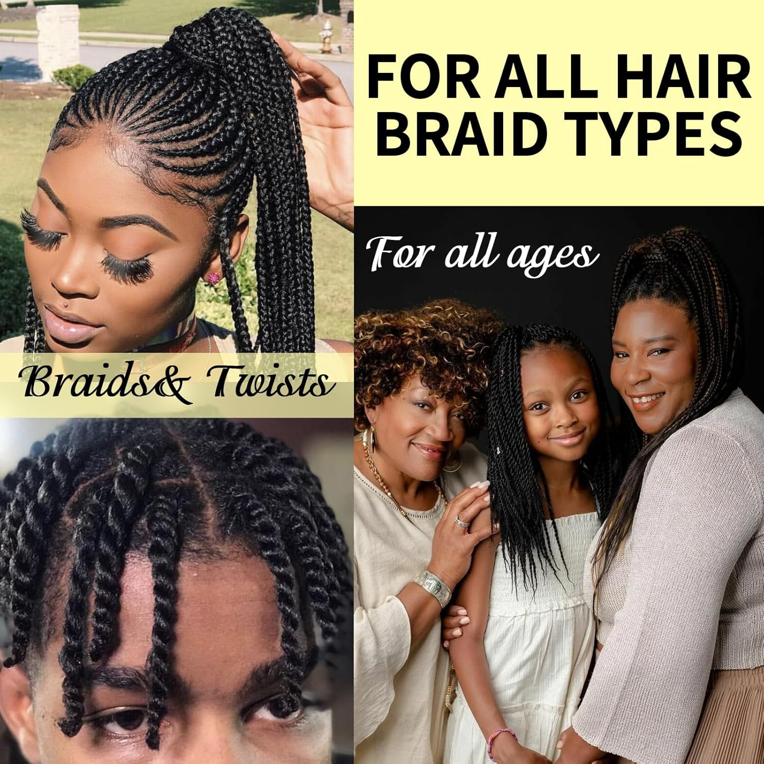 Braid Foam Control Mousse Hair Braiding Mousse for Twist, Locs, Braids Lightweig