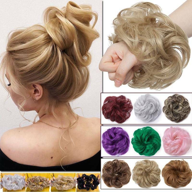 Natural Small Hair Scrunchie Wrap Hairpiece Curly Messy Bun Updo Hair Extensions