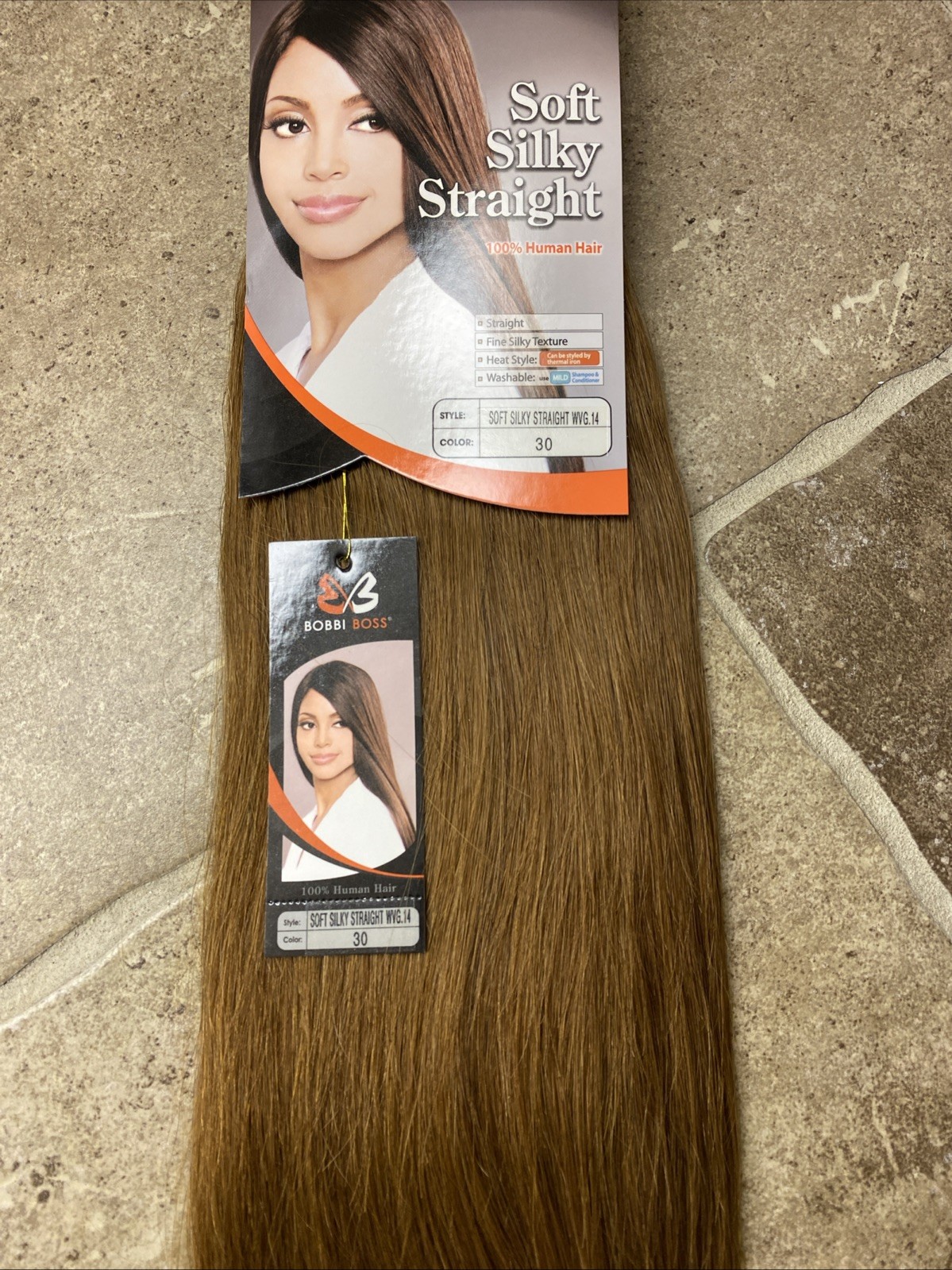 Bobbi Boss 14” Soft Silky Straight Color 30 Auburn 100% Human Hair Weaving