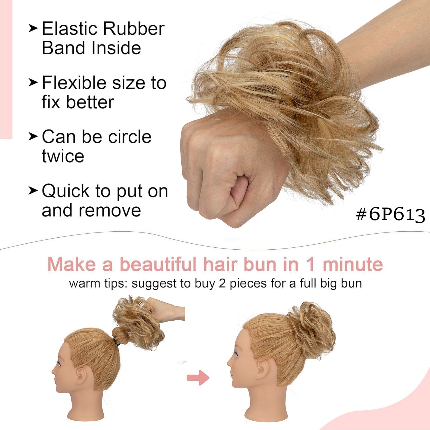 USA Messy Bun Remy Real Human Hair Piece Wrap on Scrunchie Updo Hair Extensions