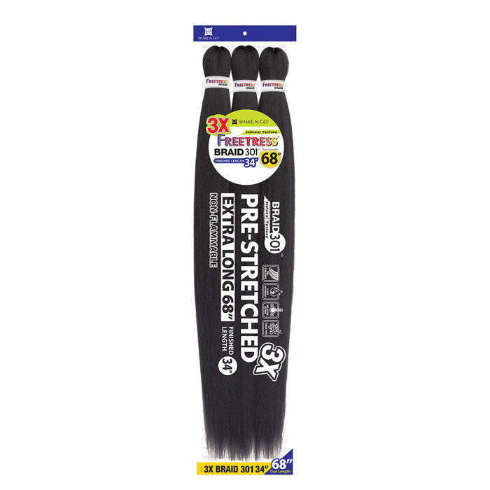 Freetress Synthetic Braid – 3X Pre-Stretched Braid 301 34 Inch