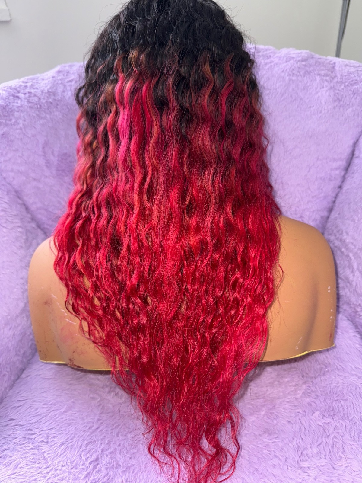 Custom Color Red Velvet Human Hair Wig (20 inches)