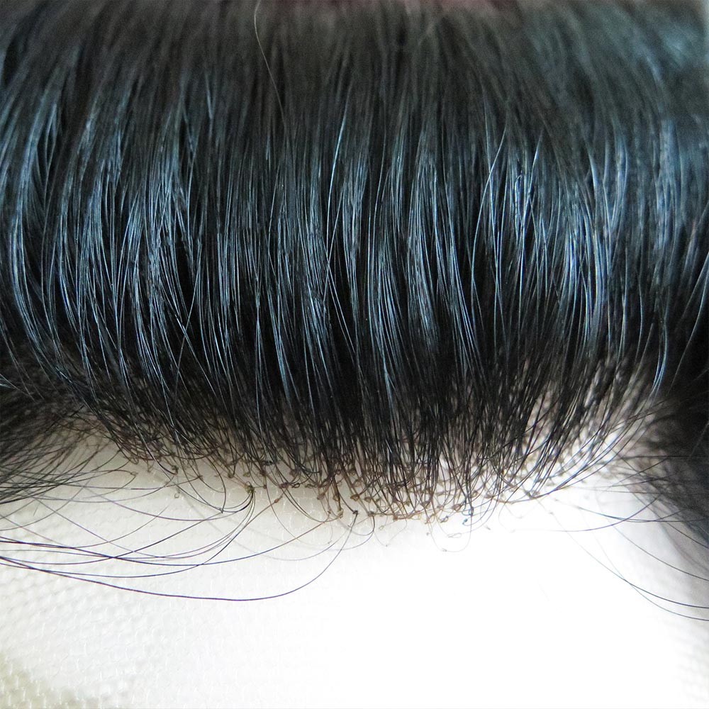 Toupee for Men Swiss Lace Human Hair Systems Hairpieces Bleached Hairline 90% #1