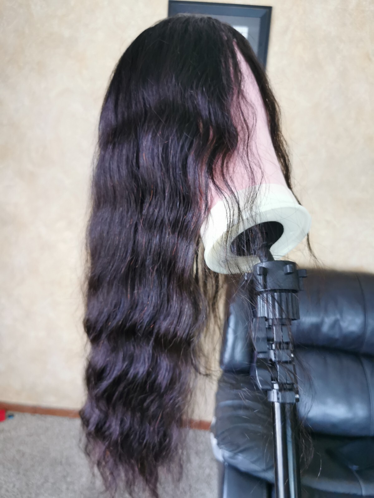 Bleached Knots High Quality Sexy 26”’ Virgin Human Hair Front Lace Wig 1B