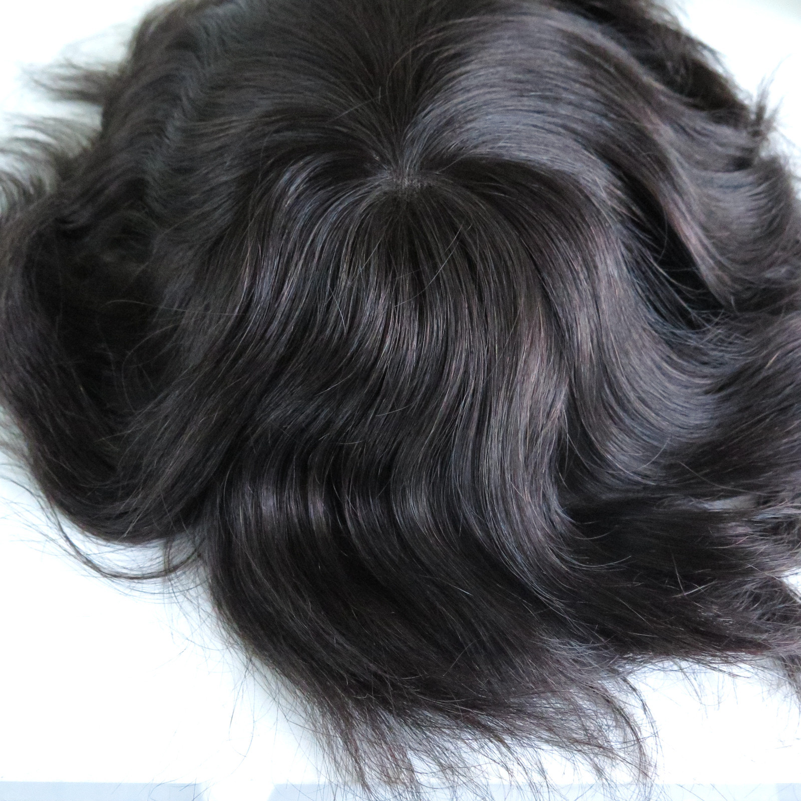 Durable Human Hair Hairpiece Hair Replacement Fine Mono&Poly System Toupee #2