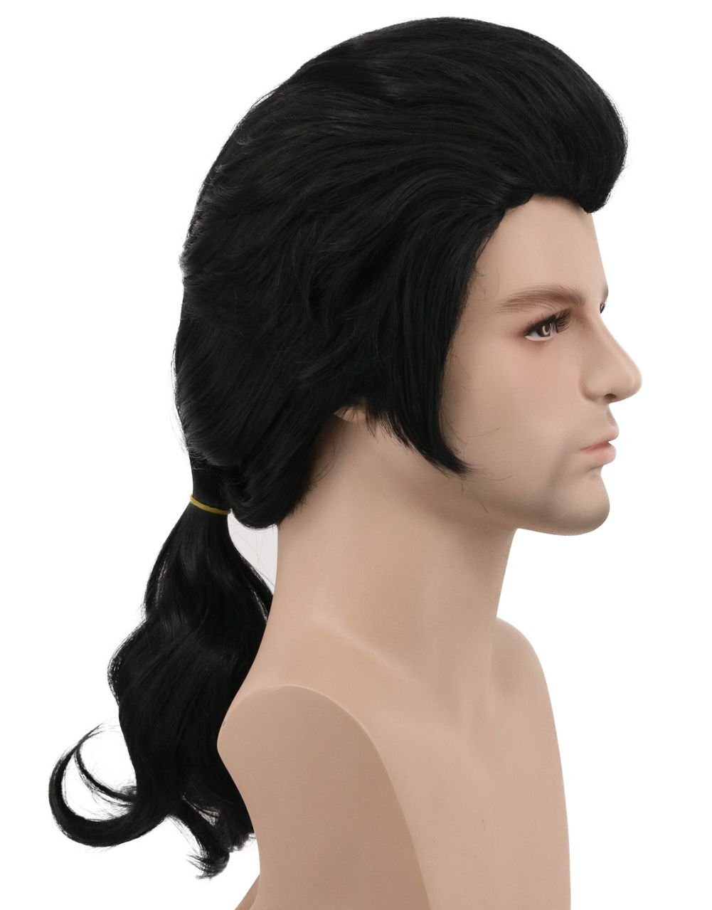 Men Long Wave Black Wig Gaston Colonial Wig Halloween Costume Cosplay Wig