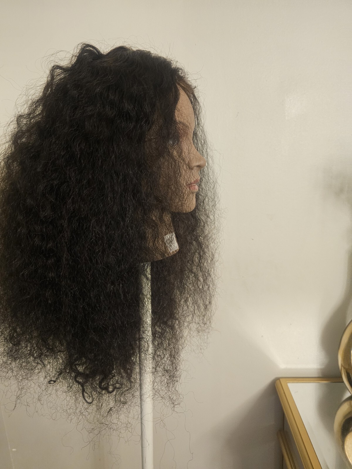 High Quality regular Top Black 20″ curly 150% Virgin Human Hair Lace Wig