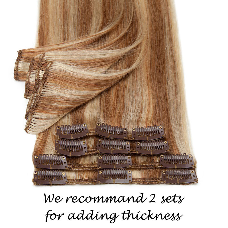CLEARANCE Highlight Human Hair Seamless Clip in Remy Hair Extensions Full Head a