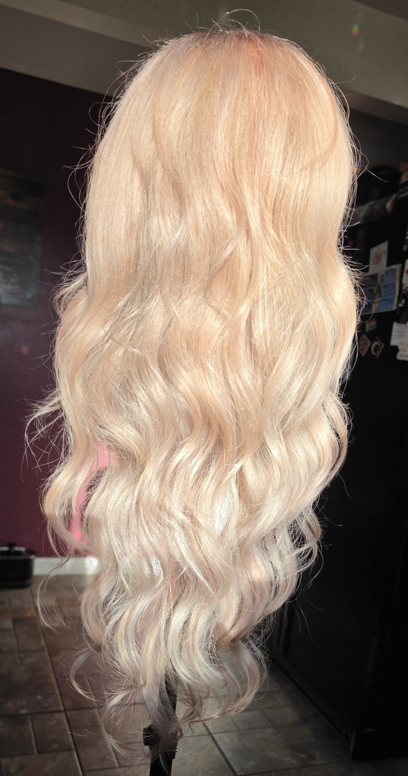 30″ Custom-colored 100% Human Hair Lace Front Wig – Pink Champagne