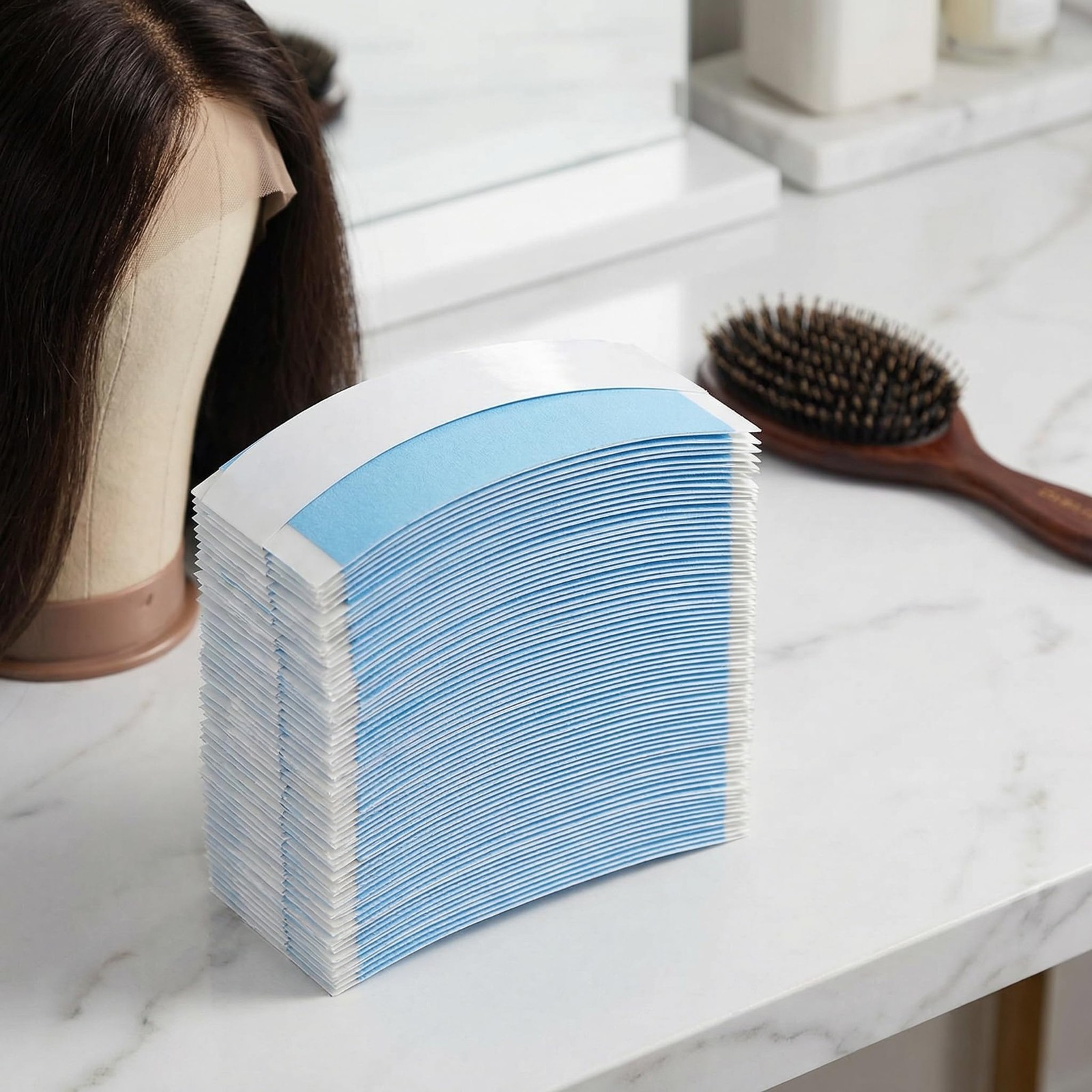 36PCS Blue Double Sided Wig Tape for Lace Front Wigs – Strong Hold Waterproof…