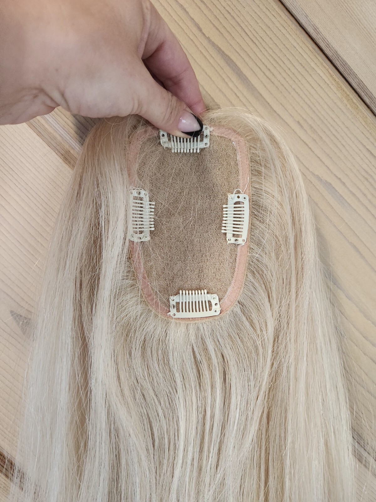 3×5 Silk Base Remy Human Hair Topper Low Density 14 Inches In Blonde.