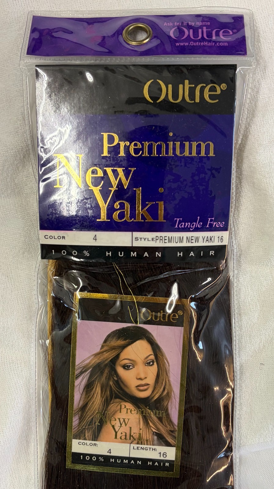 New! Outre Premium Yaki 100% human hair Medium Brown color (color 4) 16inch Long