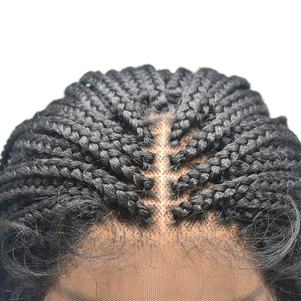 Lace Front Box Braided Cornrow Wig with Baby Hair for Black Women 16″ Braids Wig