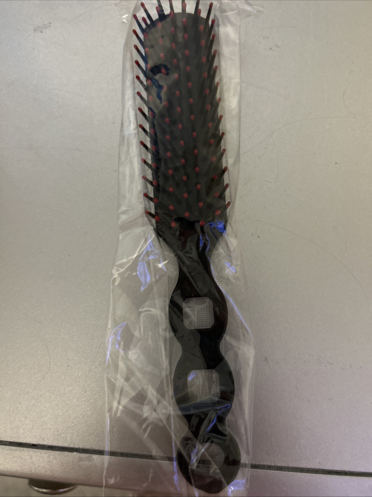 Wig Extensions Plastic Hair Brush Purse Size Black And Red