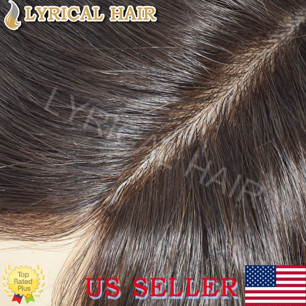 Lyrical Hair Mens Toupee Human Hair Replacement System Injection PU Hairpiece US