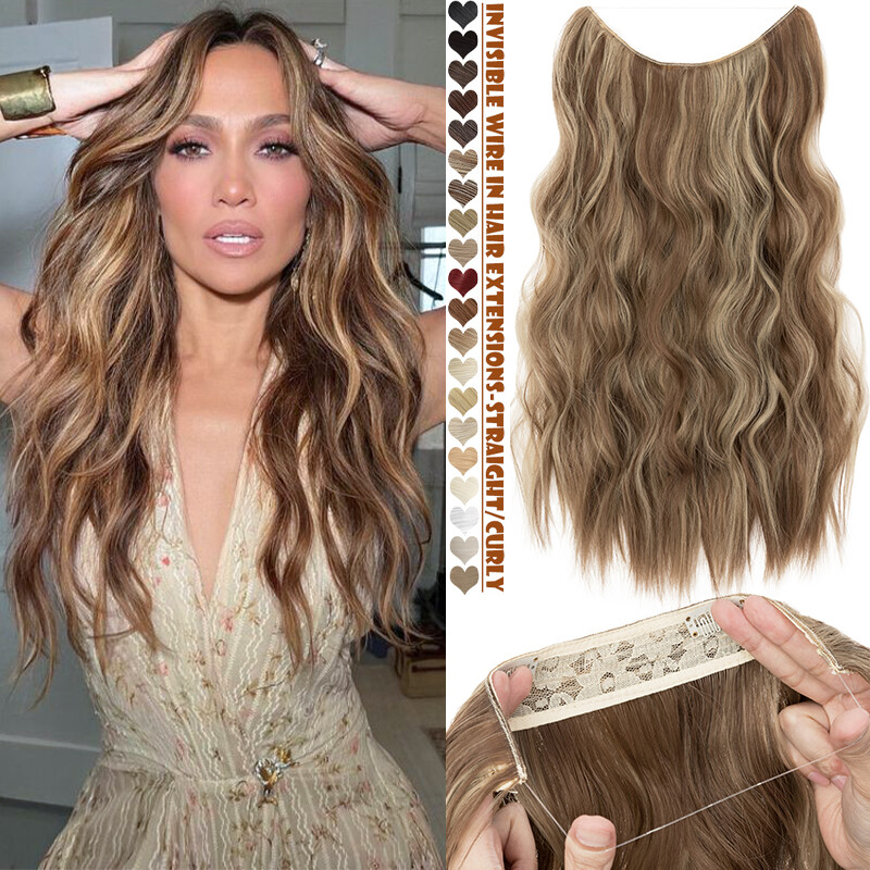 One Piece Invisible Wire Hair Extensions Thick Clip In Hairpiece Real as Human
