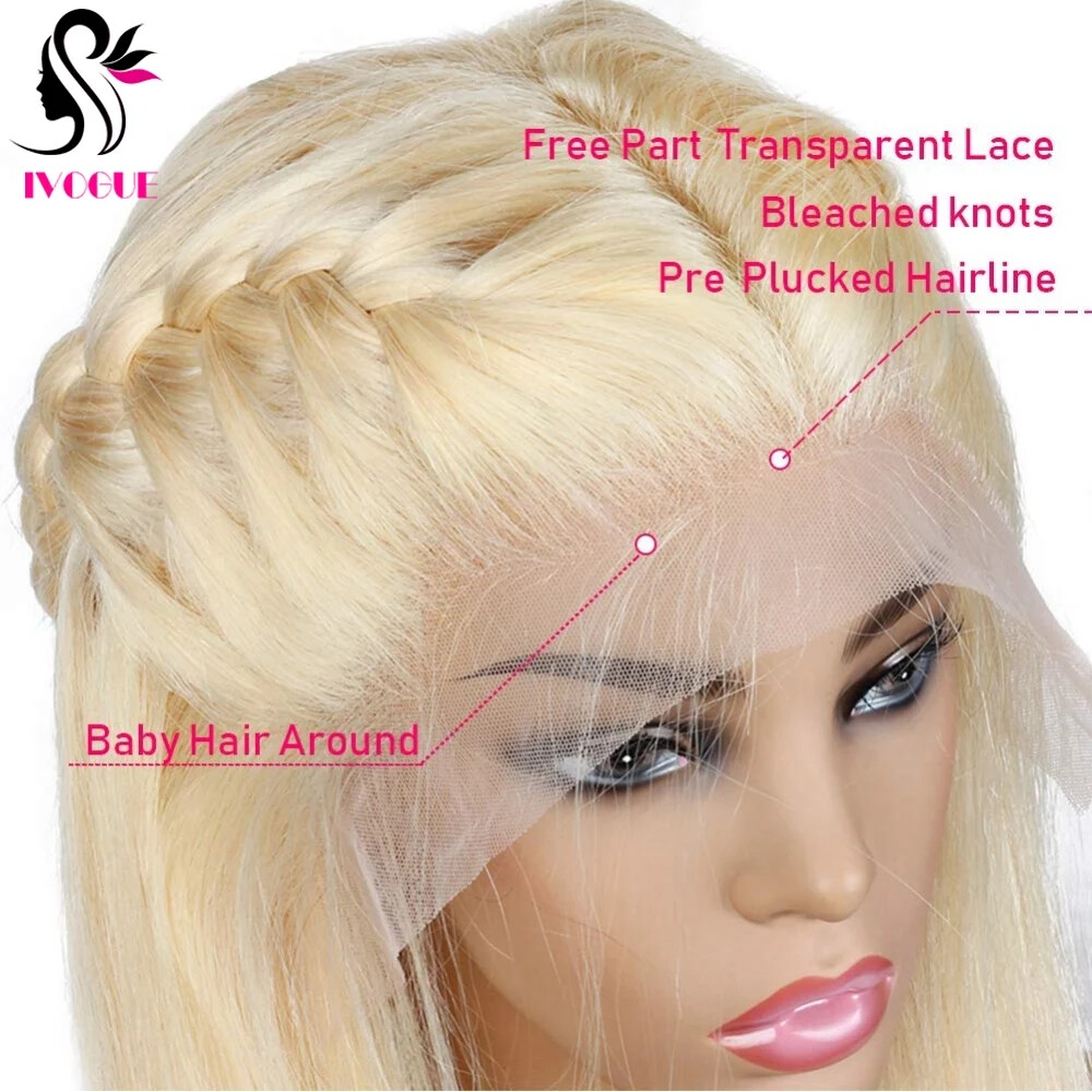 Ash Blonde Full Lace Wig Body Wave Women Glueless Human Hair Wig 613 Can be Dyed