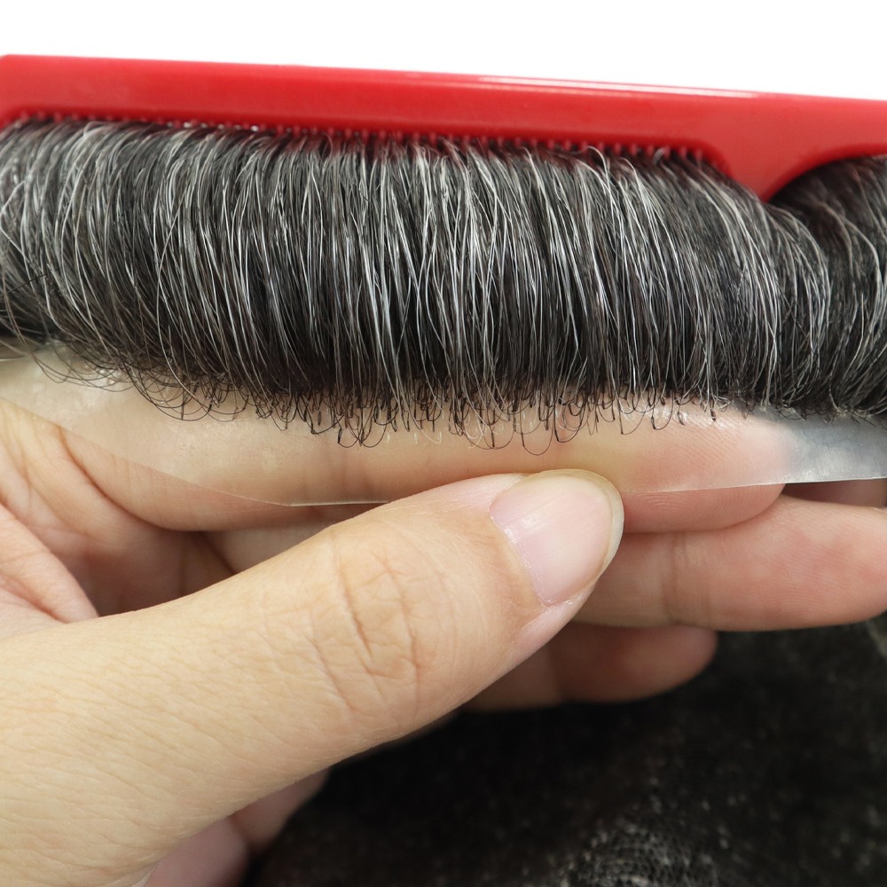 男式 Toupee 人类头发替换系统法国花边皮肤发片澳大利亚-