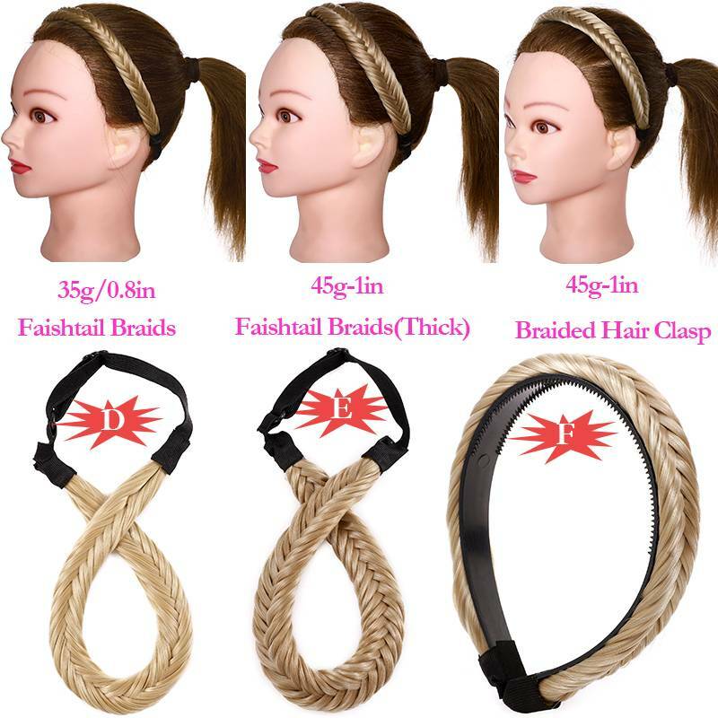 BRAIDED Hair Plait Thick Chunky Headband French Twist Braid Band Fake Extension