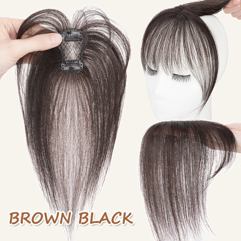 Clip in Bangs 100% Human Hair Extensions Wispy Air Curved Bangs Fringe Hairpiece