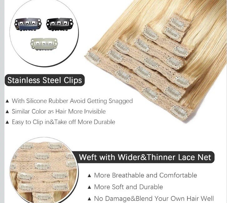 Dalise 24″ Clip In Human Hair Extensions Dirty Blonde Bleach Highlight 7pc 120g