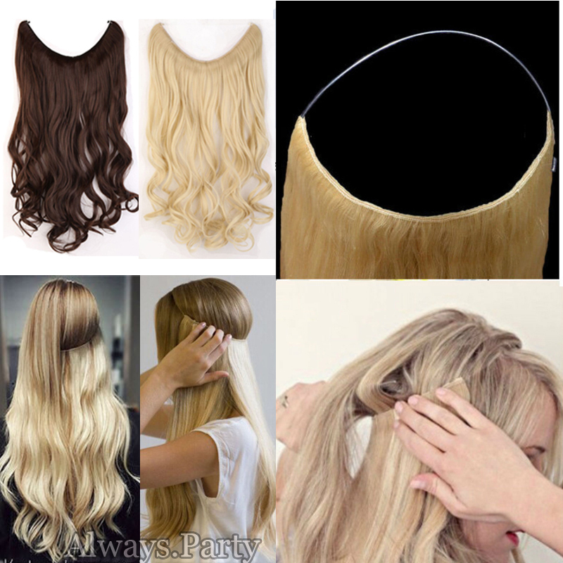 Elastic Wire Hair Extensions Headband Invisible Wire Real Secret Long 140g Ah
