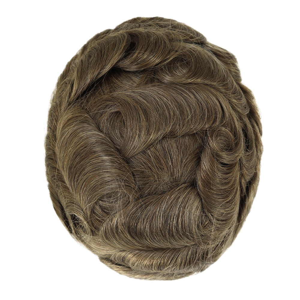 Toupee for Men Human Hair Replacement System Poly Skin Gent Hairpiece 8×10