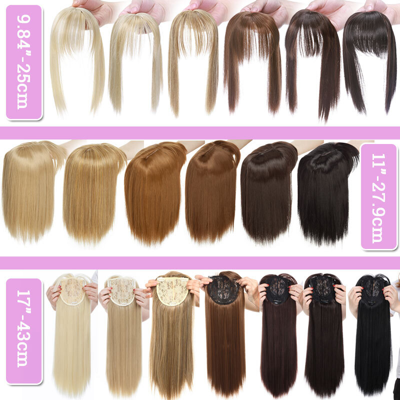 Real as Human 5″-20″ Hair Topper with Bangs Toupee Clip in Hairpiece Extensions