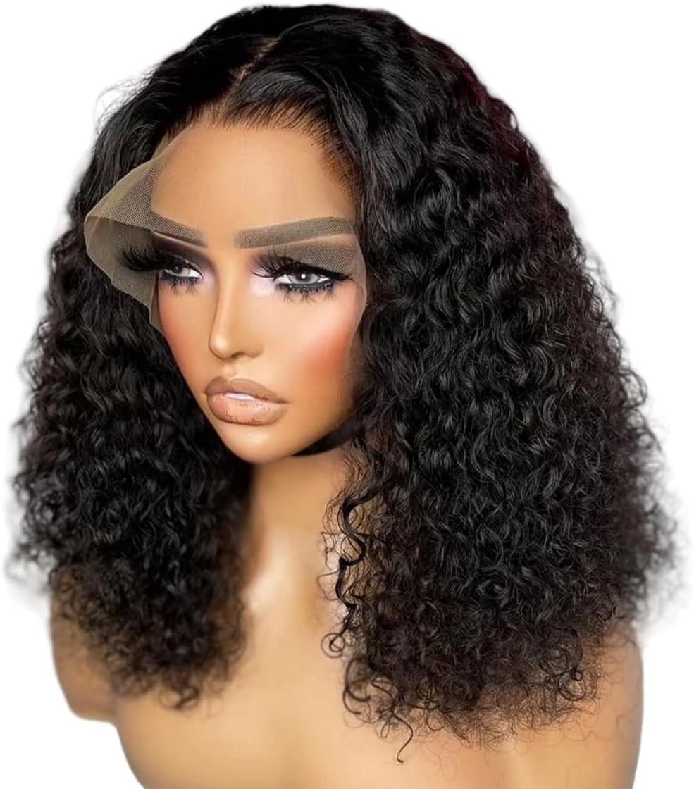 Curly Lace Front Wig Human Hair Pre Plucked for Women Glueless 13×4 Lace Bob Wig