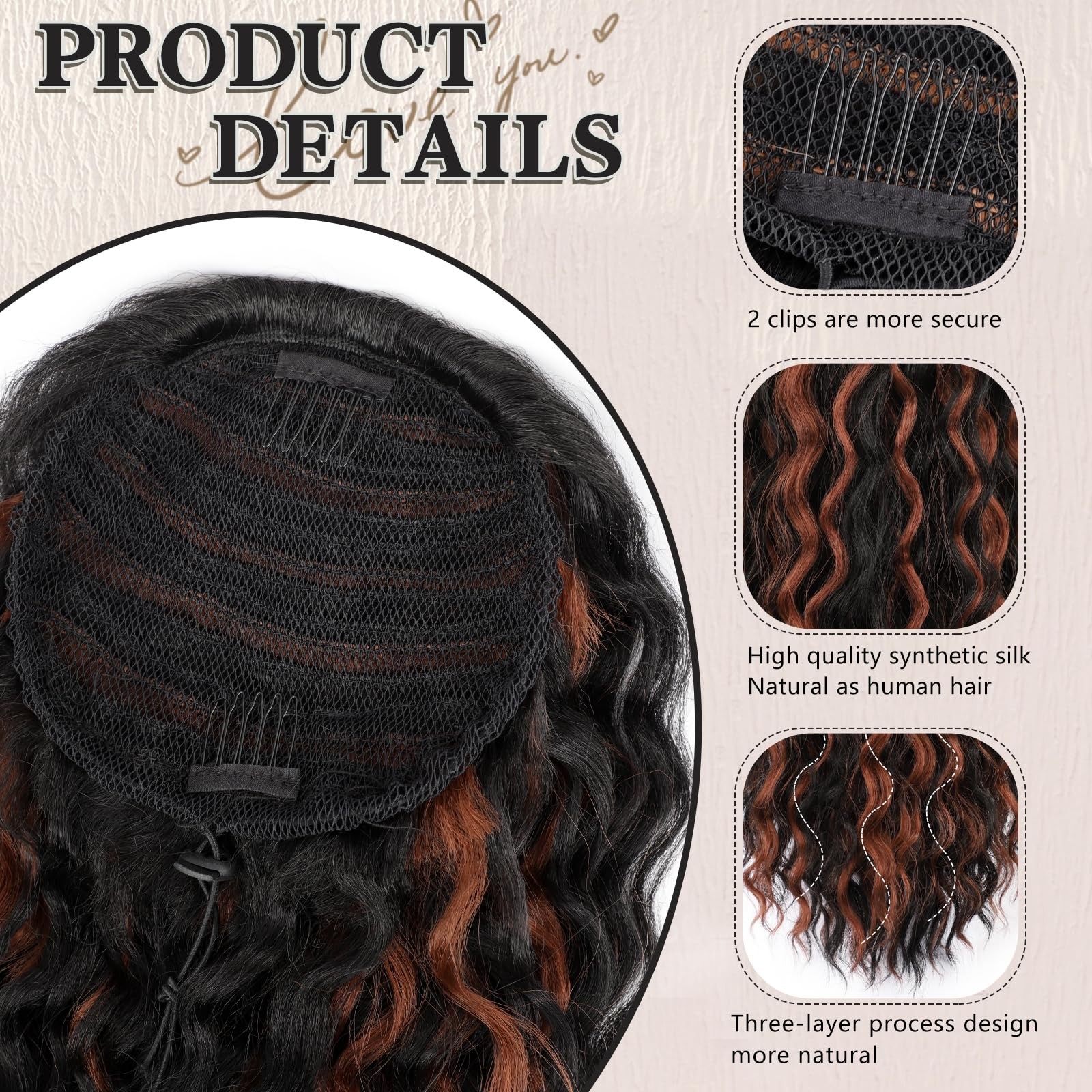 FREEMEIGE Curly Drawstring Ponytail Extension for Black Women – 1B/30 140g