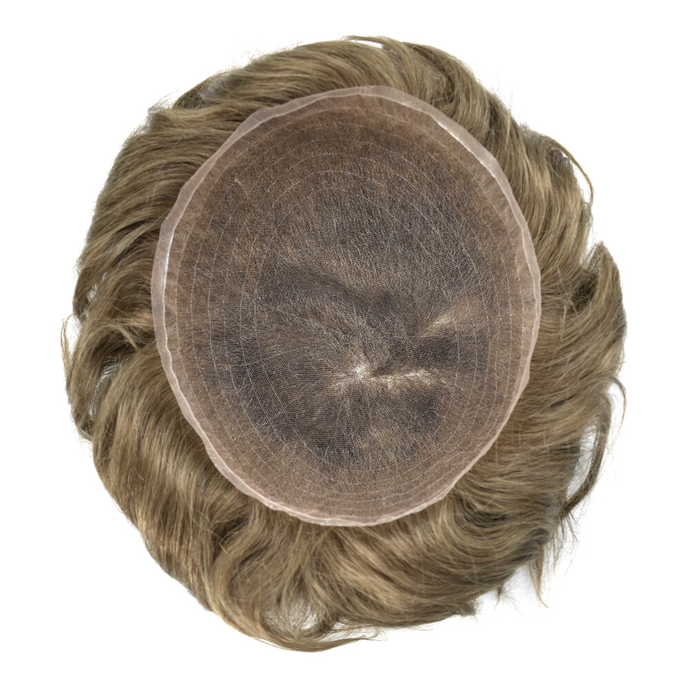 Full French Lace Mens Toupee Hairpiece Bleached Human Hair Replacement System US