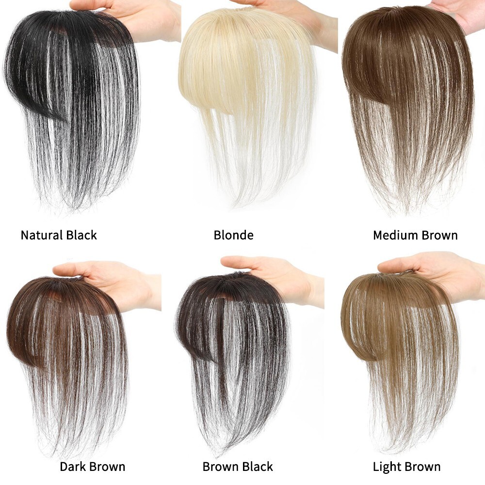 Short Thin Hair Toppers for Women Real Remy Human Hair Wiglets Toupee with Bangs