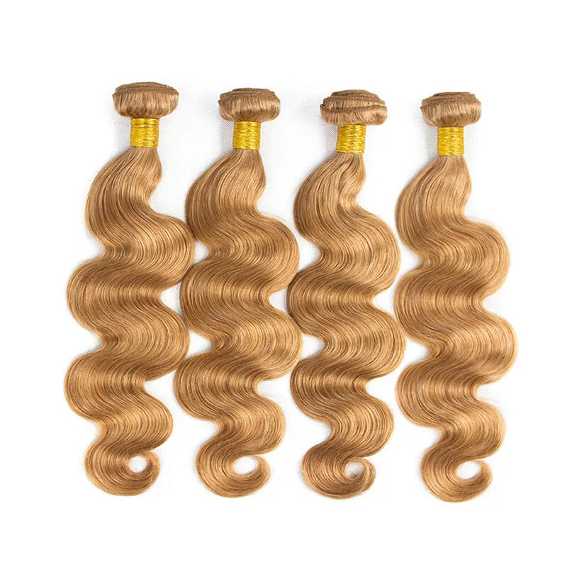 12A HONEY BLONDE 27# BRAZILIAN VIRGIN HAIR 3/4BUNDLES+FRONTAL BODY WAVE 390/490g