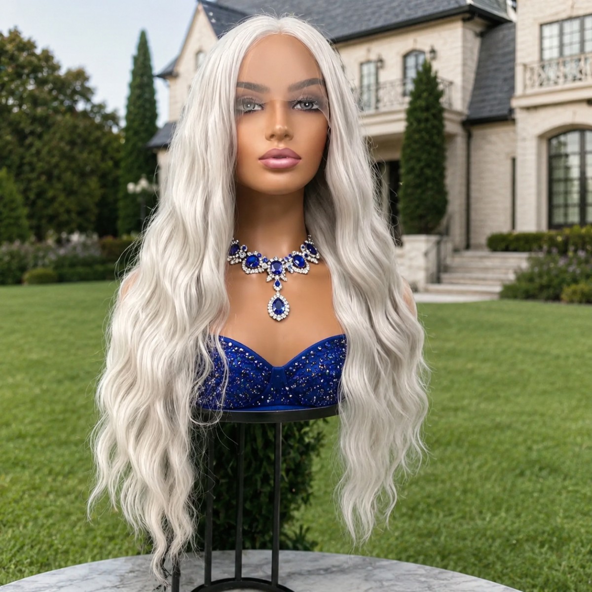 Lace Frontal Wigs Long Wavy Soft Bleach blonde Heat Resistant Synthetic Hair