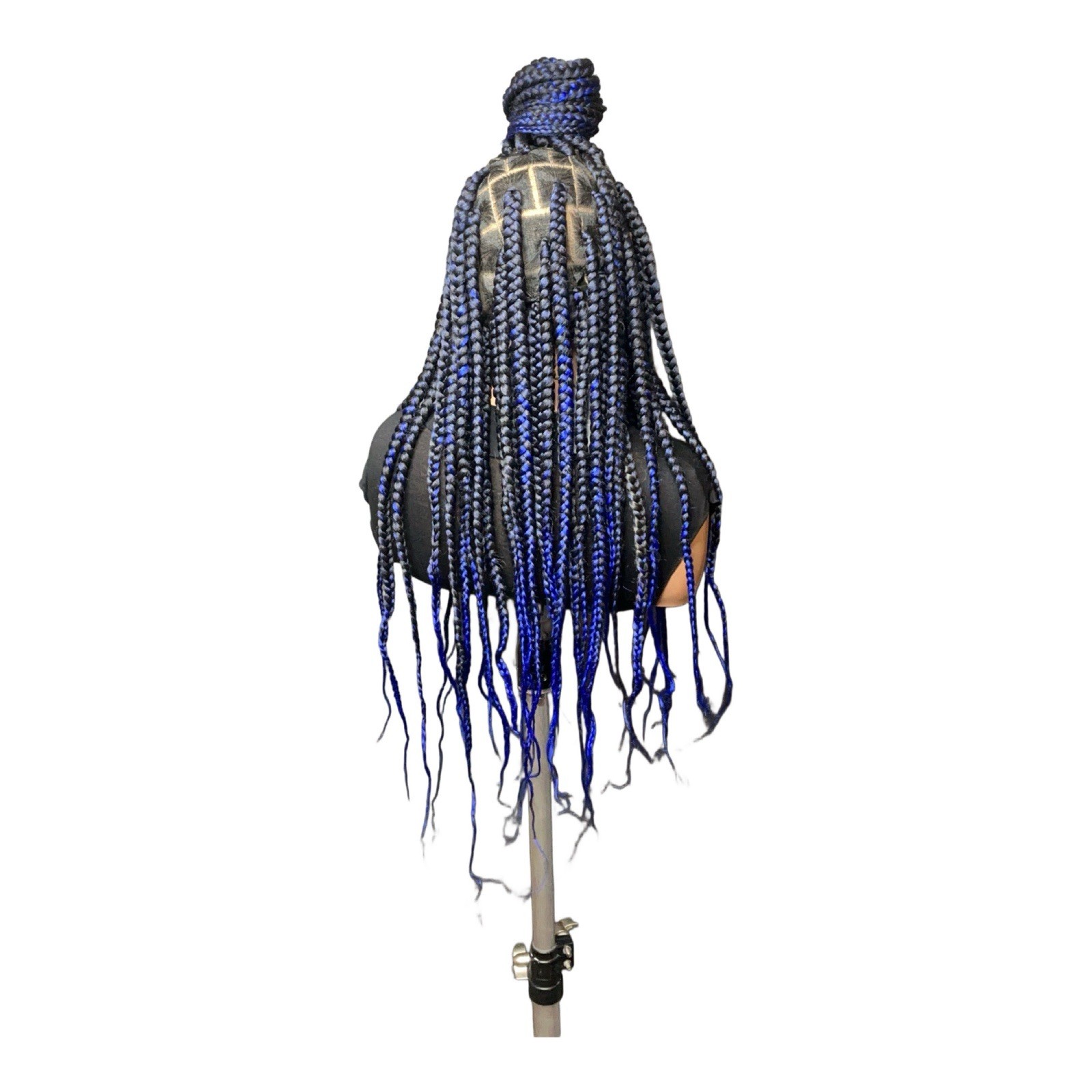 Women’s Synthetic Lace Front Glueless Box Braid Wig Ombré Blue/Black 31-40in