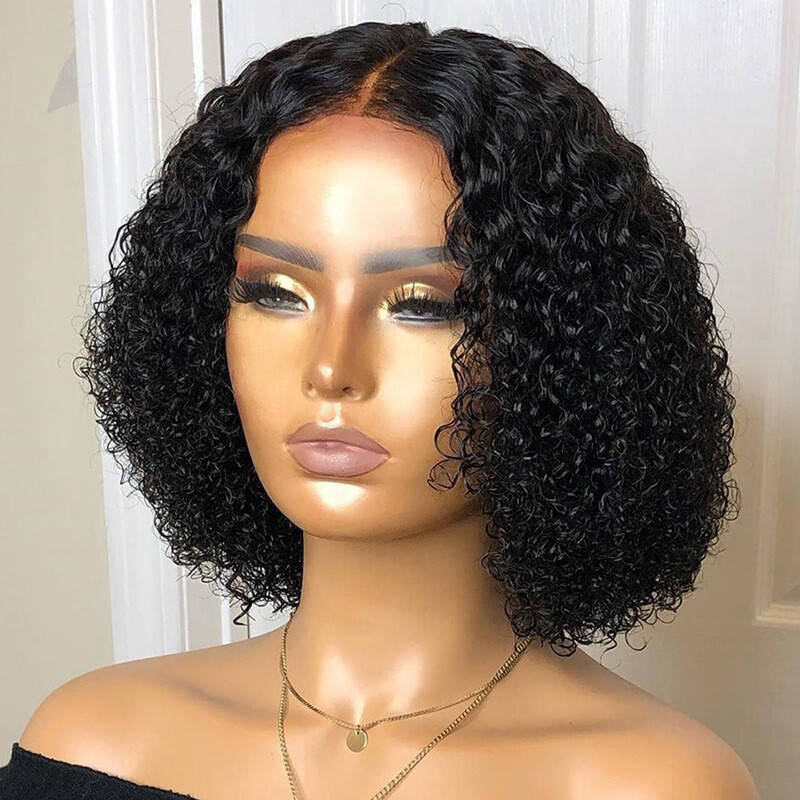 Women’s Curly Wavy Short Wigs Dark Black Ladies Costume Synthetic Hair US SHIP