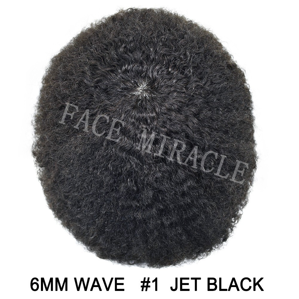 Afro Curly Hair Piece for Men Full PU Afro Toupee for Black Men Human Hair Unit