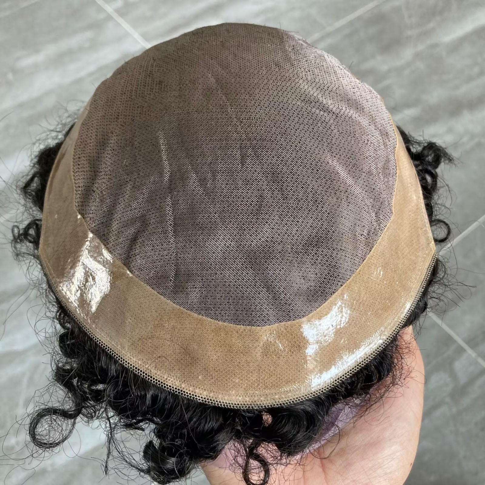 18mm Curly Human Hair Men Toupee Super Durable Fine Mono Base Male Wigs Natural