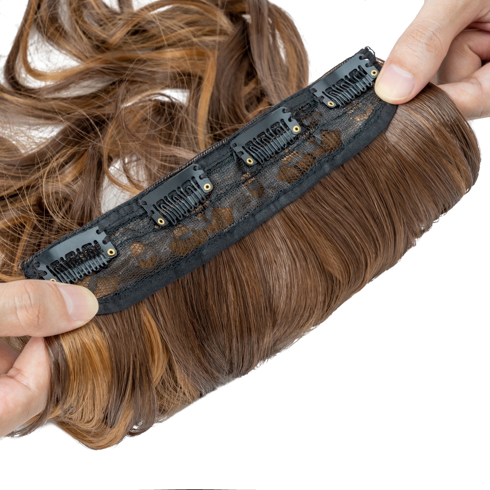 Long Curly Wavy 4PCS Clip in as Human Hair Extensions Natural THICK Balayage USA