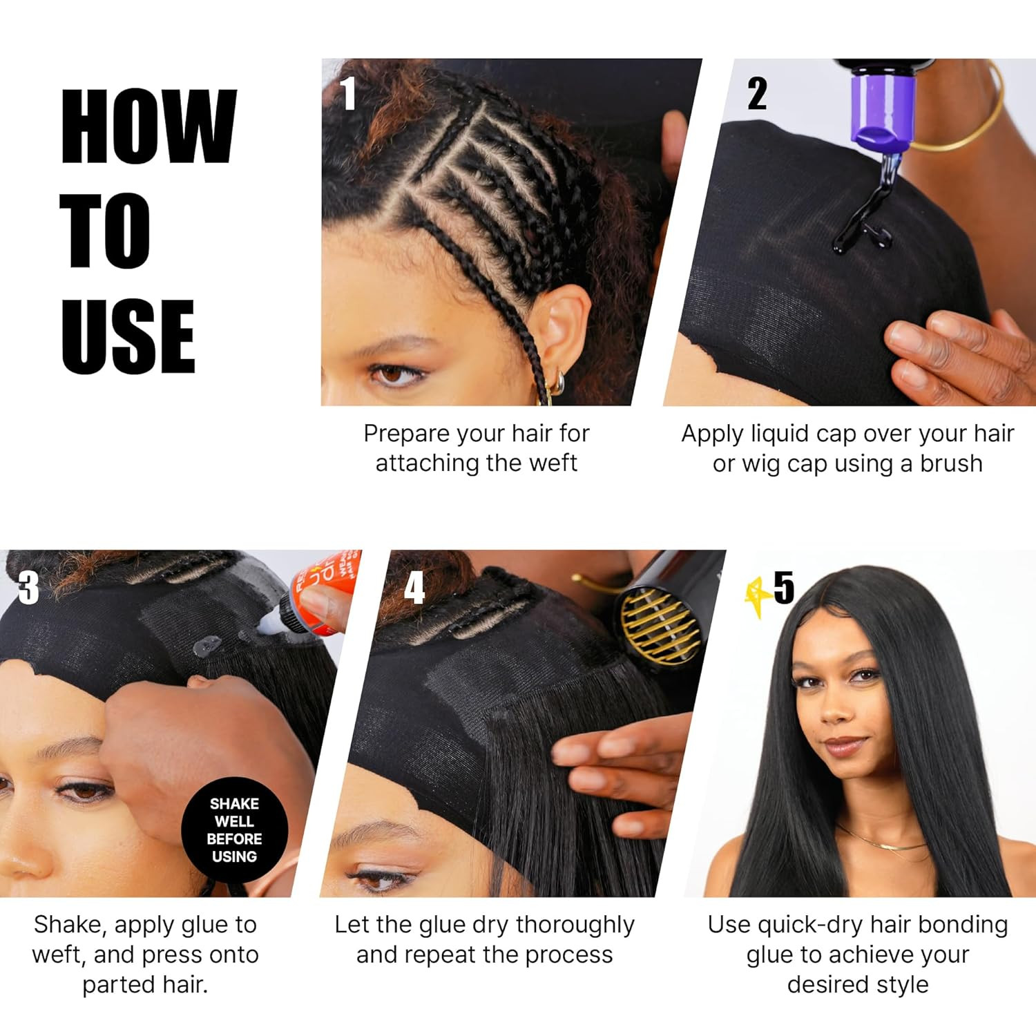 Quick Dry Hair Bonding Glue, Professional Strong & Long-Lasting Weave Adhesive,