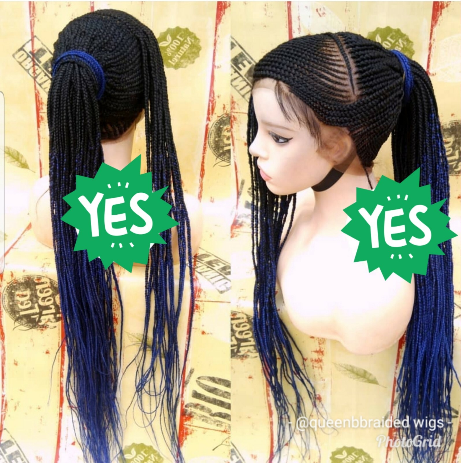 Braided wig:Handmade ponytail Braids Cornrows wigs,PRE-ORDER ONLY.2-3WEEKS.USA
