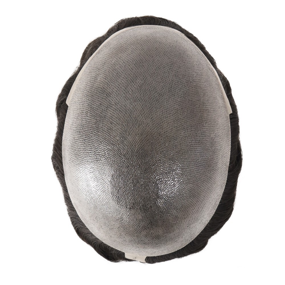 Mens Toupee Human Hair Replacement System Thin Skin Toupee Hairpiece 8X10 Black