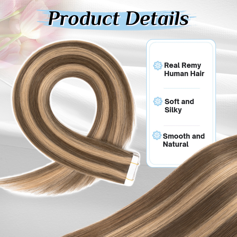 CLEARANCE 100% Remy Tape In Human Hair Extensions Thick 150G Skin Weft Highlight