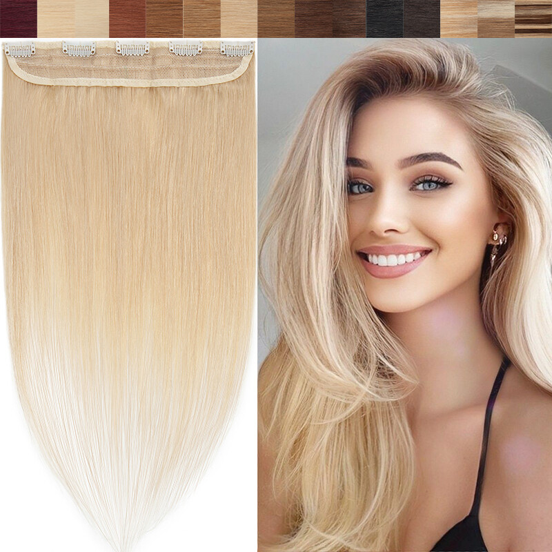 Russian One Piece Clip In 100% Real Remy Human Hair Extensions 3/4 Full Head