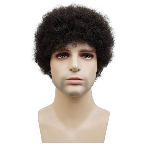 Afro Kinkly Curly Wigs Synthetic Wig for Black Men Natural Color Synthetic Hair