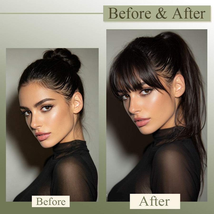 Clip In Front Bang 100% REAL REMY HUMAN Hair Fringe Piece Extensions for Women
