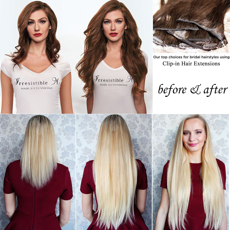 Mega Thick Clip In/On Real as Human Hair Extensions Full Head 8 Piece Ombre 140g