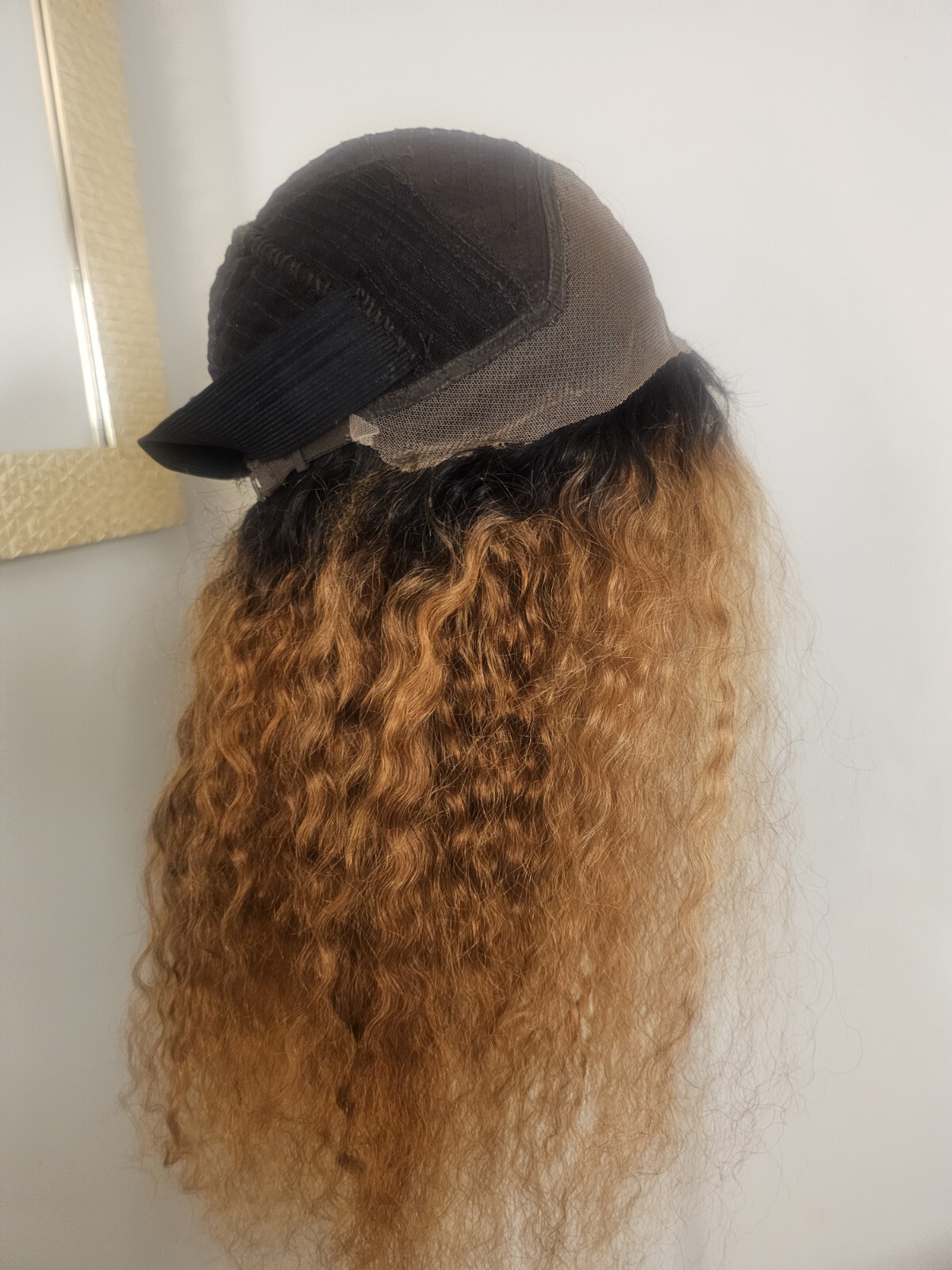 High Quality regular Top Copper Brown 22″ curly 100% Virgin Human Hair Lace Wig
