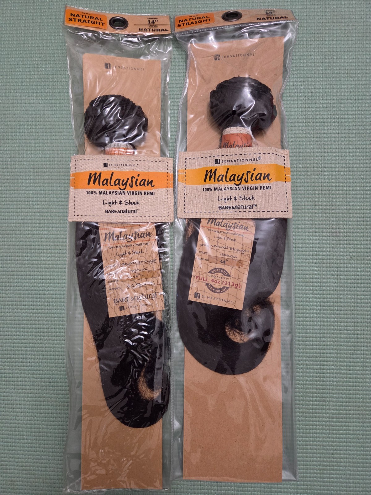 SENSATIONNEL 100% VIRGIN REMI BUNDLE HAIR BARE & NATURAL , 14 inch, 2 packs