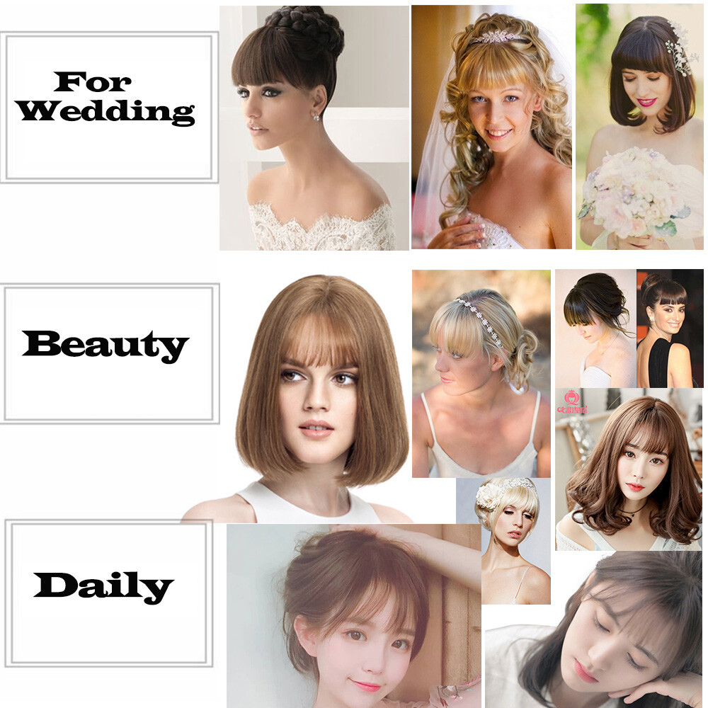 Bangs Fringe Clip IN Human Hair Real Quality Black Brown Blonde With Temples US